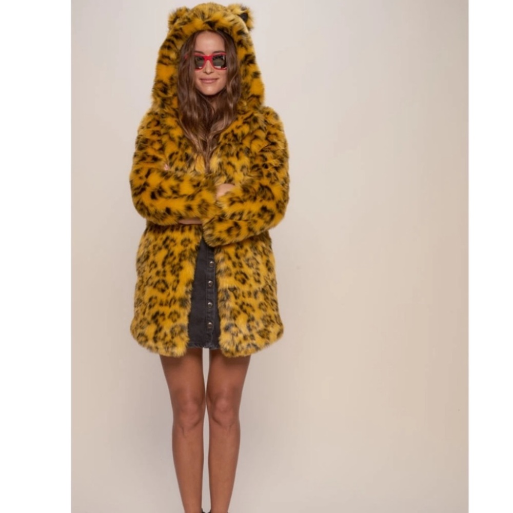 NWT New Spirithoods Cheetah Print Faux Fur Coat M